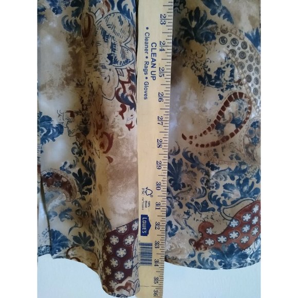 David N A-line 100% Rayon Size small skirt in beige brown and blue - Picture 2 of 5